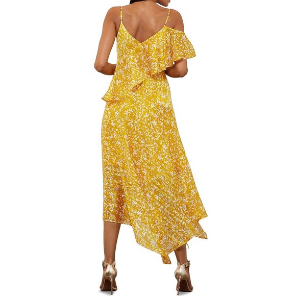 NWT BCBGMAXAZRIA Women's Ruffle Asymmetrical Cocktail Dress Honey - Picture 2 of 8